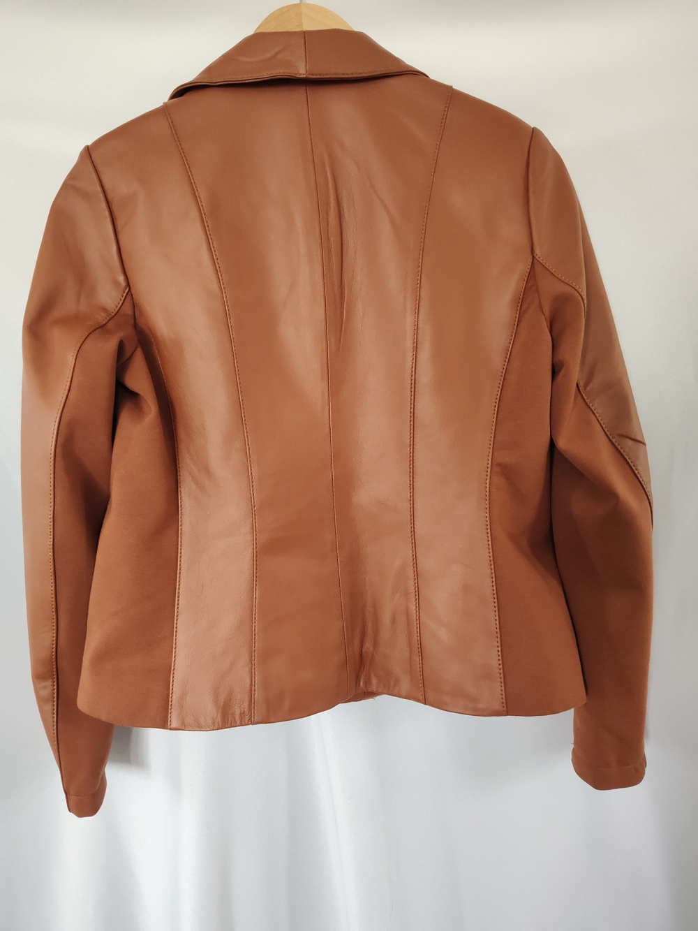 Iman Global ChicFaux Leather Cropped Jacket in Cognac Small - Picture 6 of 12